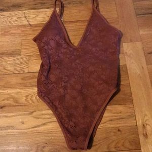 Brown crochet one piece